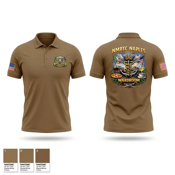 Short Sleeve Performance Polo, USNMRTC Naples, Navy, Teamtime, Team time, sublimation, custom sports apparel, team uniforms, spirit wear, spiritwear, sports uniforms, custom shirts, team store, custom team store, fundraiser sports, apparel fundraiser