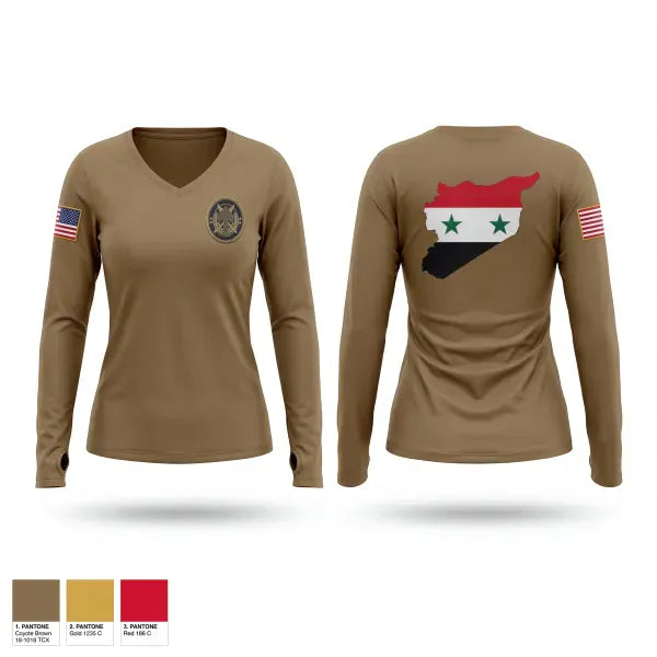 Womens Long Sleeve Vneck Shirt, SOJTF, Army, Teamtime, Team time, sublimation, custom sports apparel, team uniforms, spirit wear, spiritwear, sports uniforms, custom shirts, team store, custom team store, fundraiser sports, apparel fundraiser