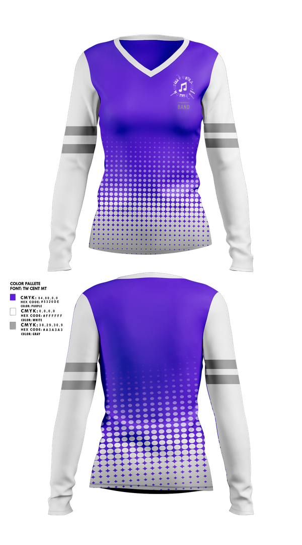 Womens Long Sleeve Vneck Shirt, Lynhurst Bands, Spirit Store, Teamtime, Team time, sublimation, custom sports apparel, team uniforms, spirit wear, spiritwear, sports uniforms, custom shirts, team store, custom team store, fundraiser sports, apparel fundraiser