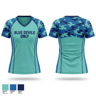 Womens Short Sleeve Vneck Shirt, Blue Devils, Baseball, Teamtime, Team time, sublimation, custom sports apparel, team uniforms, spirit wear, spiritwear, sports uniforms, custom shirts, team store, custom team store, fundraiser sports, apparel fundraiser