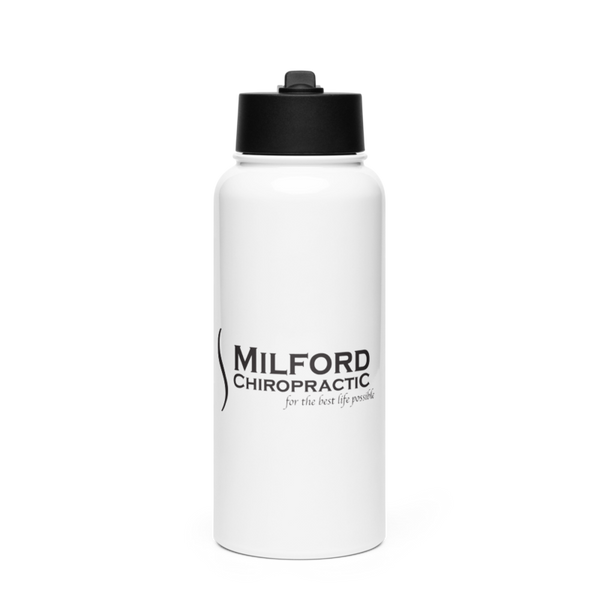 Milford Chiropractic Stainless Steel Water Bottle with a Straw Lid