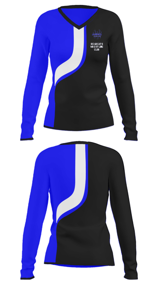 Women's Long Sleeve Vneck Shirt, Bearcats Wrestling Club, Wrestling, Teamtime, Team time, sublimation, custom sports apparel, team uniforms, spirit wear, spiritwear, sports uniforms, custom shirts, team store, custom team store, fundraiser sports, apparel fundraiser
