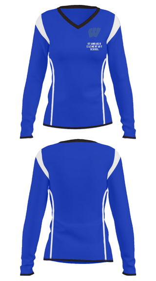 Women's Long Sleeve Vneck Shirt, Stambaugh Elementary School, Spirit Store, Teamtime, Team time, sublimation, custom sports apparel, team uniforms, spirit wear, spiritwear, sports uniforms, custom shirts, team store, custom team store, fundraiser sports, apparel fundraiser