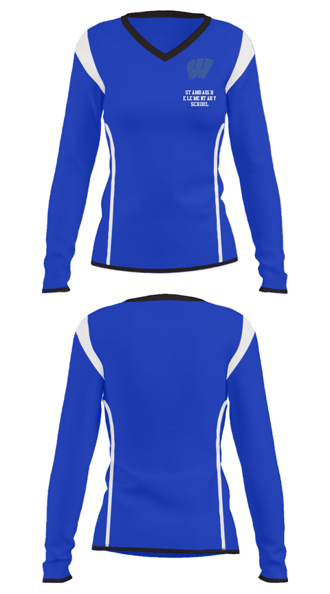 Women's Long Sleeve Vneck Shirt, Stambaugh Elementary School, Spirit Store, Teamtime, Team time, sublimation, custom sports apparel, team uniforms, spirit wear, spiritwear, sports uniforms, custom shirts, team store, custom team store, fundraiser sports, apparel fundraiser