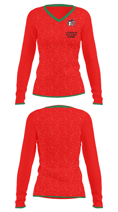 Women's Long Sleeve Vneck Shirt, Franklinton High School Swimming, Swimming, Teamtime, Team time, sublimation, custom sports apparel, team uniforms, spirit wear, spiritwear, sports uniforms, custom shirts, team store, custom team store, fundraiser sports, apparel fundraiser