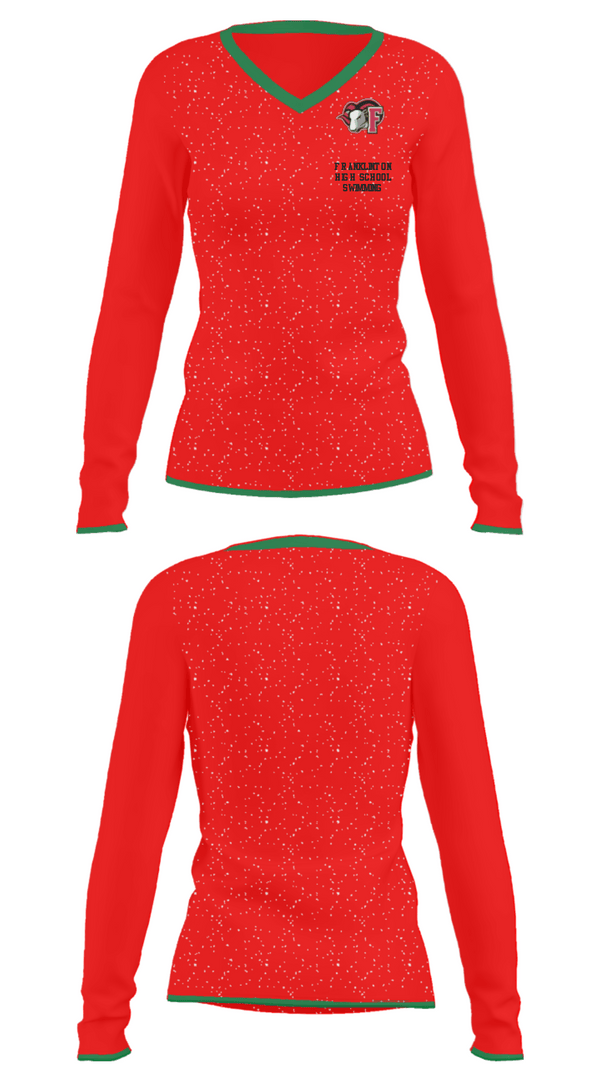 Women's Long Sleeve Vneck Shirt, Franklinton High School Swimming, Swimming, Teamtime, Team time, sublimation, custom sports apparel, team uniforms, spirit wear, spiritwear, sports uniforms, custom shirts, team store, custom team store, fundraiser sports, apparel fundraiser