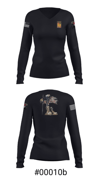 Women's Long Sleeve Vneck Shirt, 18th FA BDE Airborne, Army, Teamtime, Team time, sublimation, custom sports apparel, team uniforms, spirit wear, spiritwear, sports uniforms, custom shirts, team store, custom team store, fundraiser sports, apparel fundraiser