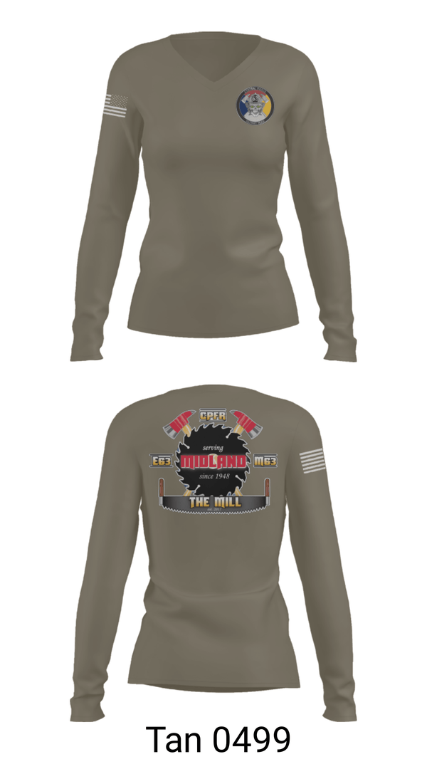 Women's Long Sleeve Vneck Shirt, Hazmat 63 C, Fire Department, Teamtime, Team time, sublimation, custom sports apparel, team uniforms, spirit wear, spiritwear, sports uniforms, custom shirts, team store, custom team store, fundraiser sports, apparel fundraiser