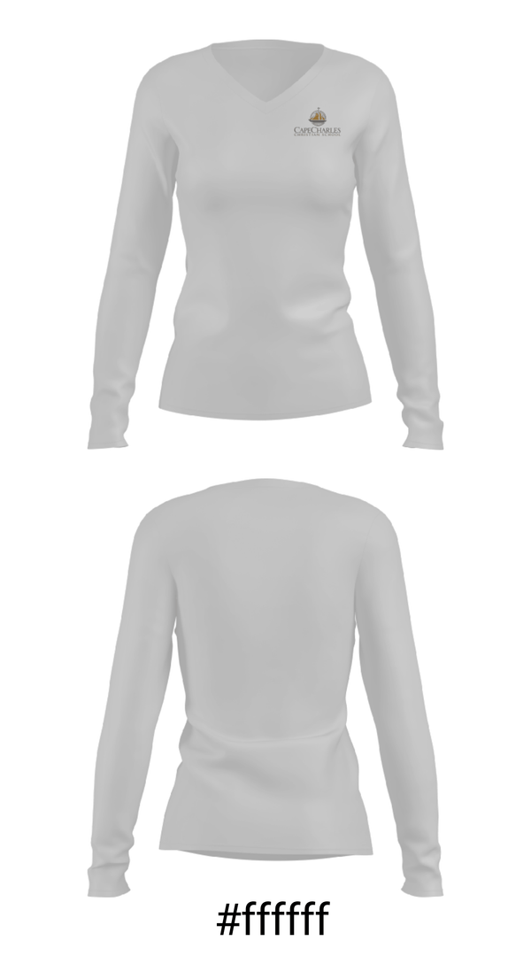 Women's Long Sleeve Vneck Shirt, Cape Charles Christian School, Spirit Store, Teamtime, Team time, sublimation, custom sports apparel, team uniforms, spirit wear, spiritwear, sports uniforms, custom shirts, team store, custom team store, fundraiser sports, apparel fundraiser