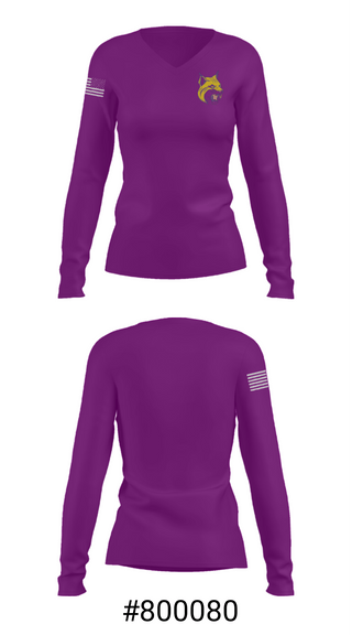 Women's Long Sleeve Vneck Shirt, Oliver Springs High School, Spirit Store, Teamtime, Team time, sublimation, custom sports apparel, team uniforms, spirit wear, spiritwear, sports uniforms, custom shirts, team store, custom team store, fundraiser sports, apparel fundraiser