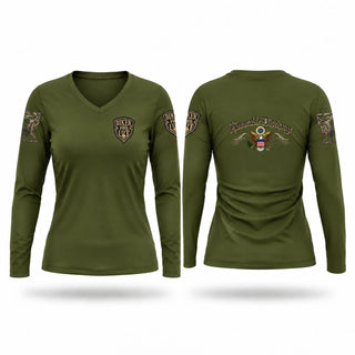 Womens Long Sleeve Vneck Shirt, Infantry, Army, Teamtime, Team time, sublimation, custom sports apparel, team uniforms, spirit wear, spiritwear, sports uniforms, custom shirts, team store, custom team store, fundraiser sports, apparel fundraiser