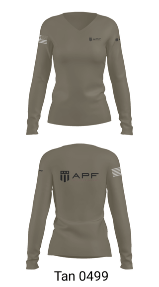 Women's Long Sleeve Vneck Shirt, APF, Army, Teamtime, Team time, sublimation, custom sports apparel, team uniforms, spirit wear, spiritwear, sports uniforms, custom shirts, team store, custom team store, fundraiser sports, apparel fundraiser