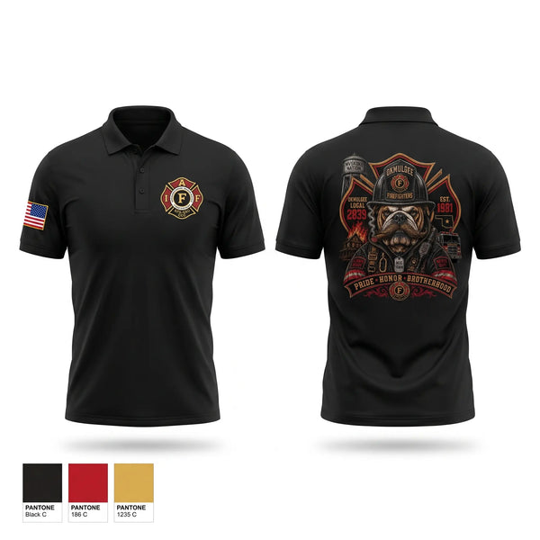Short Sleeve Performance Polo, Okmulgee Firefighters, Fire Department, Teamtime, Team time, sublimation, custom sports apparel, team uniforms, spirit wear, spiritwear, sports uniforms, custom shirts, team store, custom team store, fundraiser sports, apparel fundraiser