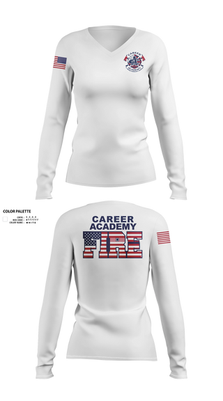 Womens Long Sleeve Vneck Shirt, FWCS Career Academy, Fire Department, Teamtime, Team time, sublimation, custom sports apparel, team uniforms, spirit wear, spiritwear, sports uniforms, custom shirts, team store, custom team store, fundraiser sports, apparel fundraiser