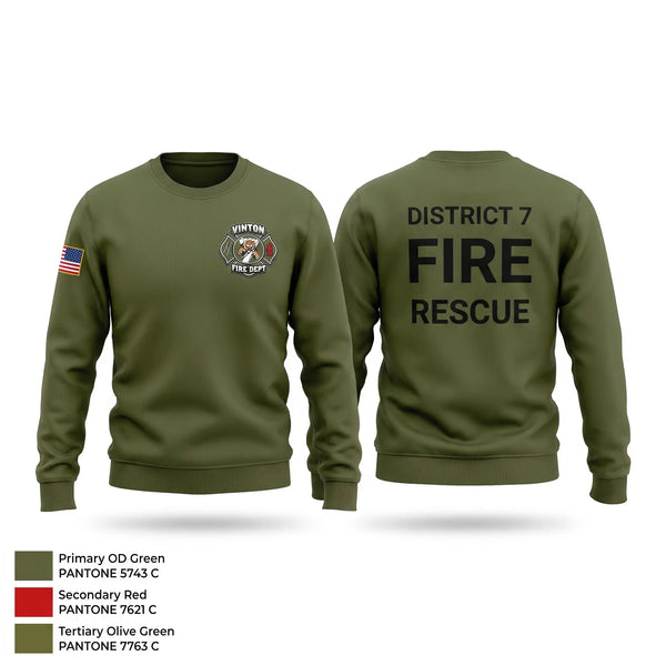 Crew Neck Sweatshirt, District 7, Fire Department, Teamtime, Team time, sublimation, custom sports apparel, team uniforms, spirit wear, spiritwear, sports uniforms, custom shirts, team store, custom team store, fundraiser sports, apparel fundraiser