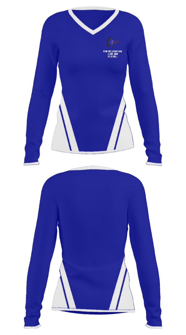 Women's Long Sleeve Vneck Shirt, Isna Wica Owayawa (Loneman School), Spirit Store, Teamtime, Team time, sublimation, custom sports apparel, team uniforms, spirit wear, spiritwear, sports uniforms, custom shirts, team store, custom team store, fundraiser sports, apparel fundraiser