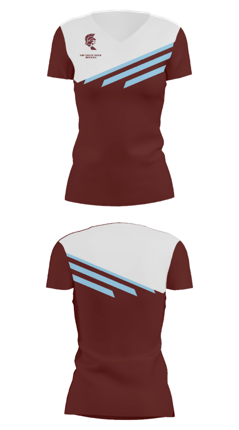 Women's Short Sleeve Vneck Shirt, Saint Joseph-Ogden High School Wrestling, Wrestling, Teamtime, Team time, sublimation, custom sports apparel, team uniforms, spirit wear, spiritwear, sports uniforms, custom shirts, team store, custom team store, fundraiser sports, apparel fundraiser