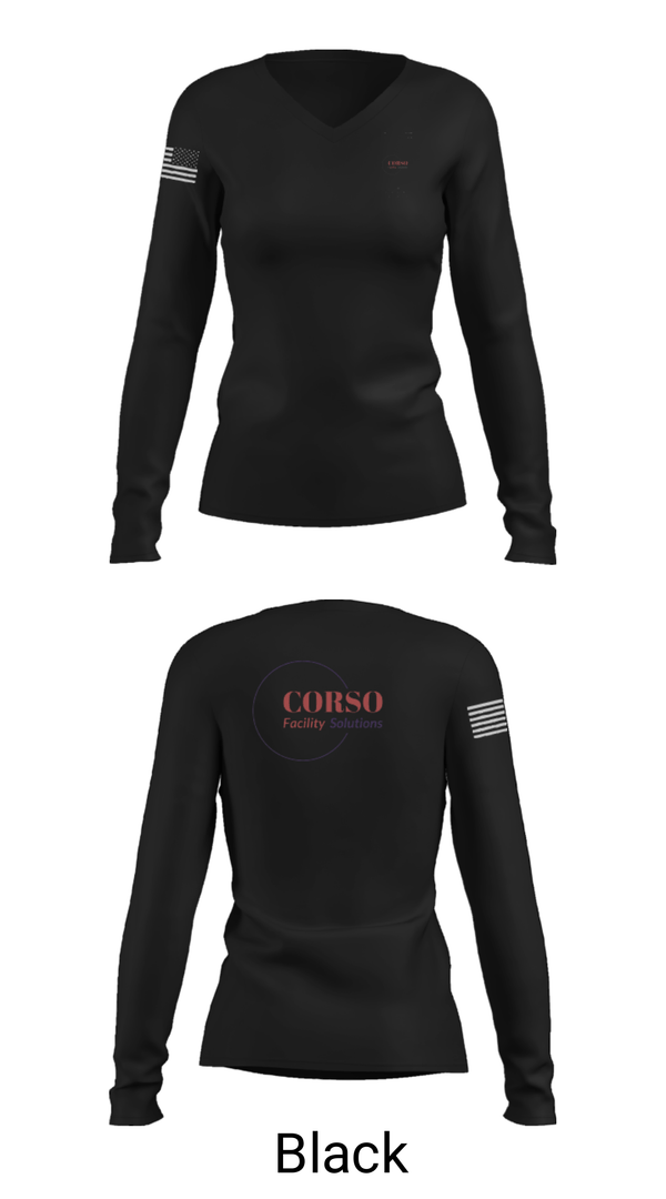 Women's Long Sleeve Vneck Shirt, Corso Air Services, , Teamtime, Team time, sublimation, custom sports apparel, team uniforms, spirit wear, spiritwear, sports uniforms, custom shirts, team store, custom team store, fundraiser sports, apparel fundraiser