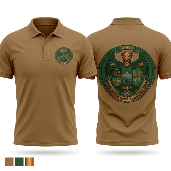 Short Sleeve Performance Polo, F/4 Grey Eagle, Army, Teamtime, Team time, sublimation, custom sports apparel, team uniforms, spirit wear, spiritwear, sports uniforms, custom shirts, team store, custom team store, fundraiser sports, apparel fundraiser