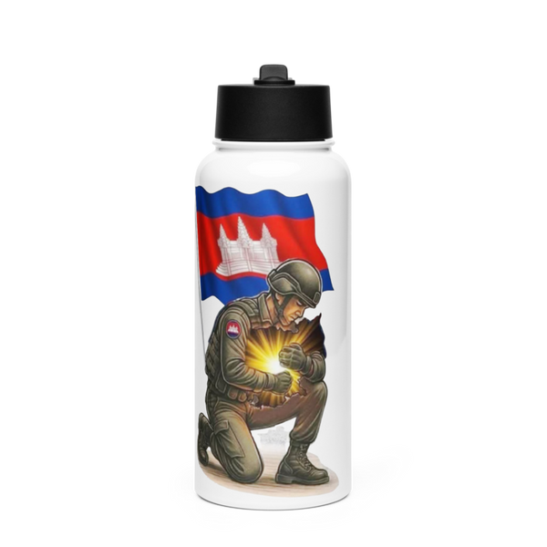 ខ្មែរ 68332186 Stainless Steel Water Bottle with a Straw Lid