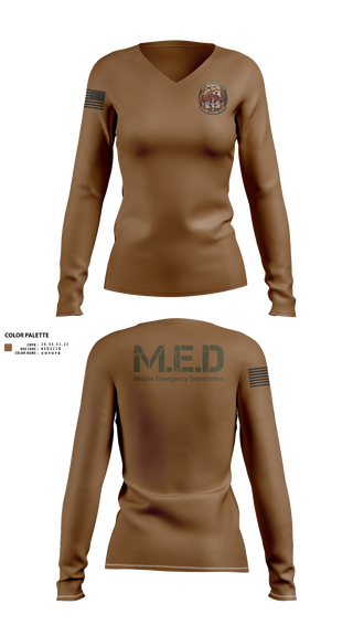 Womens Long Sleeve Vneck Shirt, PHX NUC MED, Air Force, Teamtime, Team time, sublimation, custom sports apparel, team uniforms, spirit wear, spiritwear, sports uniforms, custom shirts, team store, custom team store, fundraiser sports, apparel fundraiser