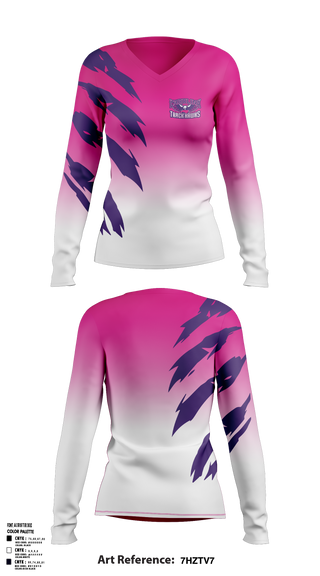 Womens Long Sleeve Vneck Shirt, Carolina Track Hawks, Track & Field, Teamtime, Team time, sublimation, custom sports apparel, team uniforms, spirit wear, spiritwear, sports uniforms, custom shirts, team store, custom team store, fundraiser sports, apparel fundraiser