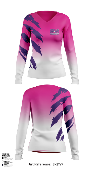 Carolina Track Hawks Women's Long Sleeve V-neck Shirt - 5
