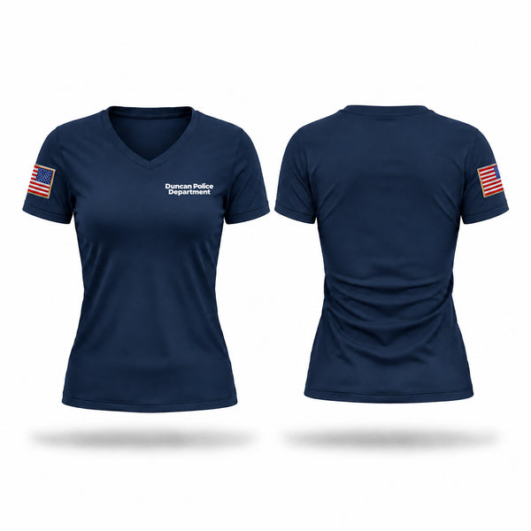 Womens Short Sleeve Vneck Shirt, Duncan Police Department, Police, Teamtime, Team time, sublimation, custom sports apparel, team uniforms, spirit wear, spiritwear, sports uniforms, custom shirts, team store, custom team store, fundraiser sports, apparel fundraiser