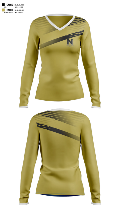 Northeastern Junior College Golf Team 21471243 Women's Long Sleeve V-neck Shirt - 101