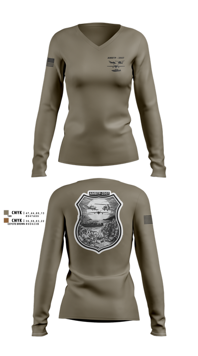 AMBTP-2507 73801347 Women's Long Sleeve V-neck Shirt - 2