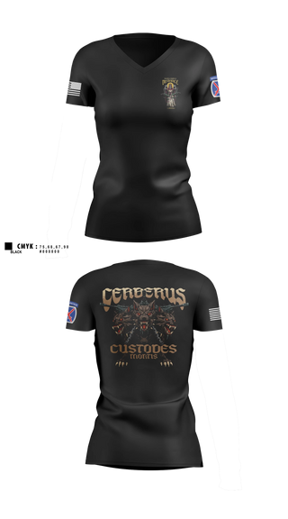 Womens Short Sleeve Vneck Shirt, Cerberus Platoon C 3-6, Army, Teamtime, Team time, sublimation, custom sports apparel, team uniforms, spirit wear, spiritwear, sports uniforms, custom shirts, team store, custom team store, fundraiser sports, apparel fundraiser