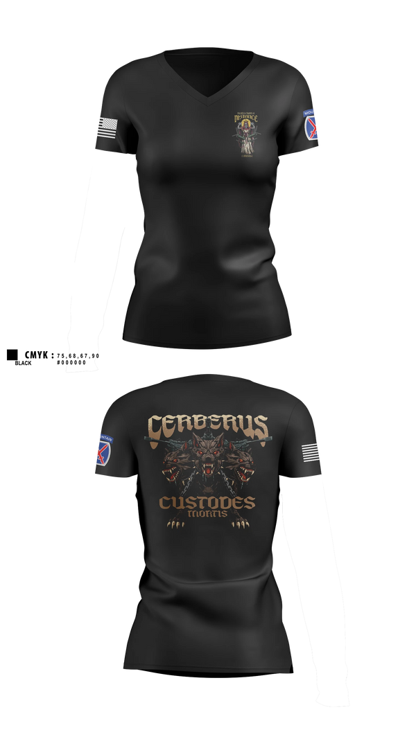 Womens Short Sleeve Vneck Shirt, Cerberus Platoon C 3-6, Army, Teamtime, Team time, sublimation, custom sports apparel, team uniforms, spirit wear, spiritwear, sports uniforms, custom shirts, team store, custom team store, fundraiser sports, apparel fundraiser