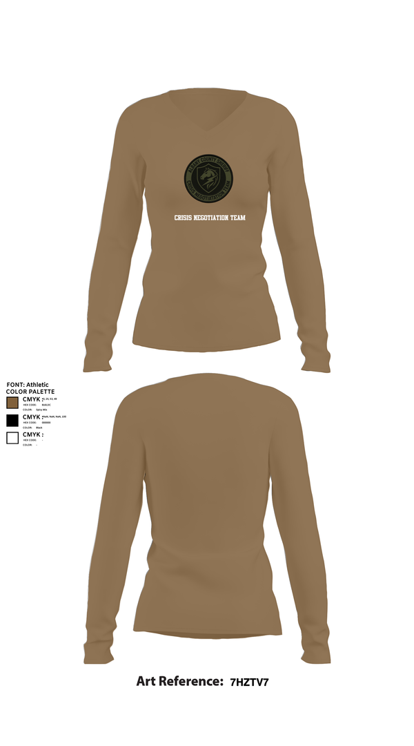 Womens Long Sleeve Vneck Shirt, Crisis negotiation team, , Teamtime, Team time, sublimation, custom sports apparel, team uniforms, spirit wear, spiritwear, sports uniforms, custom shirts, team store, custom team store, fundraiser sports, apparel fundraiser