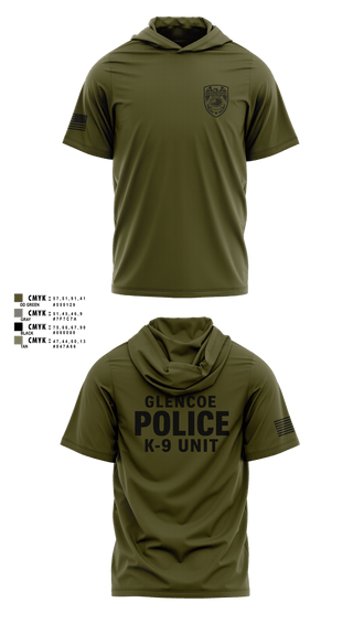 Short Sleeve Performance Shirt with hood, GLENCOE POLICE DEPARTMENT K9, Police, Teamtime, Team time, sublimation, custom sports apparel, team uniforms, spirit wear, spiritwear, sports uniforms, custom shirts, team store, custom team store, fundraiser sports, apparel fundraiser