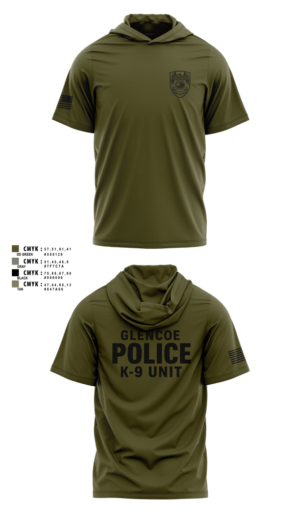 GLENCOE POLICE DEPARTMENT K9 67742238 Short Sleeve Performance Shirt with hood - 1