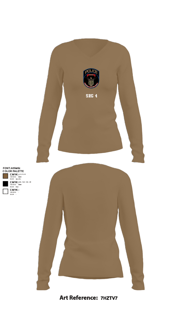 Women's Long Sleeve Vneck Shirt, SRG 4, Police, Teamtime, Team time, sublimation, custom sports apparel, team uniforms, spirit wear, spiritwear, sports uniforms, custom shirts, team store, custom team store, fundraiser sports, apparel fundraiser