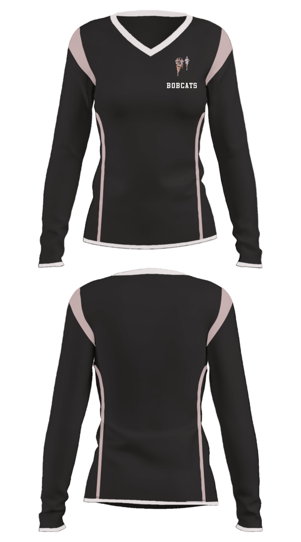 Women's Long Sleeve Vneck Shirt, Bobcats, Cross Country, Teamtime, Team time, sublimation, custom sports apparel, team uniforms, spirit wear, spiritwear, sports uniforms, custom shirts, team store, custom team store, fundraiser sports, apparel fundraiser