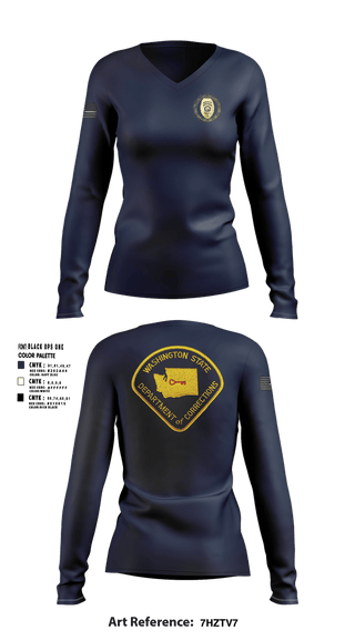 Womens Long Sleeve Vneck Shirt, Monroe Correctional Complex, Police, Teamtime, Team time, sublimation, custom sports apparel, team uniforms, spirit wear, spiritwear, sports uniforms, custom shirts, team store, custom team store, fundraiser sports, apparel fundraiser