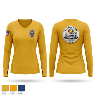 Womens Long Sleeve Vneck Shirt, Alabama State University Police Department, Police, Teamtime, Team time, sublimation, custom sports apparel, team uniforms, spirit wear, spiritwear, sports uniforms, custom shirts, team store, custom team store, fundraiser sports, apparel fundraiser