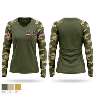 Womens Long Sleeve Vneck Shirt, SGT OWENS, Wrestling, Teamtime, Team time, sublimation, custom sports apparel, team uniforms, spirit wear, spiritwear, sports uniforms, custom shirts, team store, custom team store, fundraiser sports, apparel fundraiser