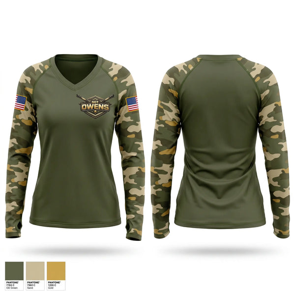 Womens Long Sleeve Vneck Shirt, SGT OWENS, Wrestling, Teamtime, Team time, sublimation, custom sports apparel, team uniforms, spirit wear, spiritwear, sports uniforms, custom shirts, team store, custom team store, fundraiser sports, apparel fundraiser