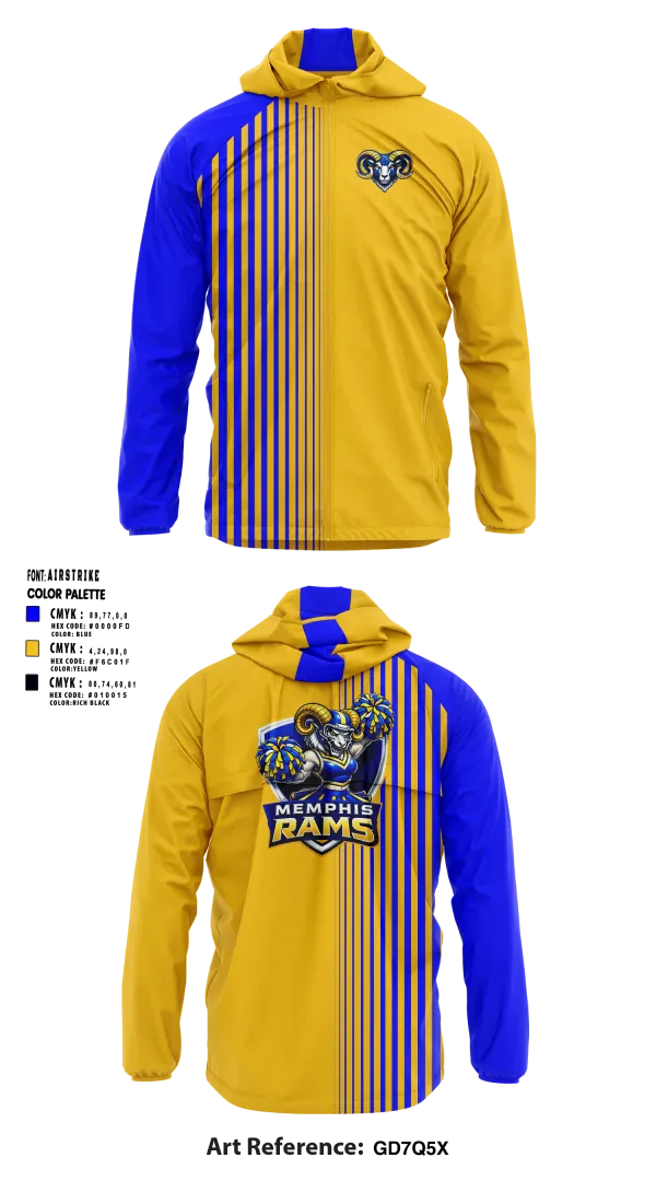 Windbreaker, Memphis Rams, , Teamtime, Team time, sublimation, custom sports apparel, team uniforms, spirit wear, spiritwear, sports uniforms, custom shirts, team store, custom team store, fundraiser sports, apparel fundraiser