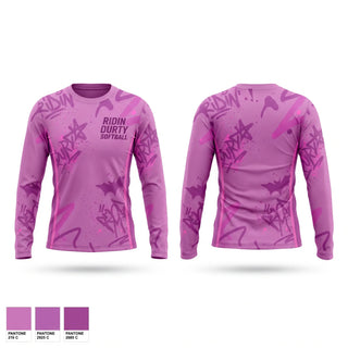 Long Sleeve Performance Shirt, Ridin Durty softball, Softball, Teamtime, Team time, sublimation, custom sports apparel, team uniforms, spirit wear, spiritwear, sports uniforms, custom shirts, team store, custom team store, fundraiser sports, apparel fundraiser
