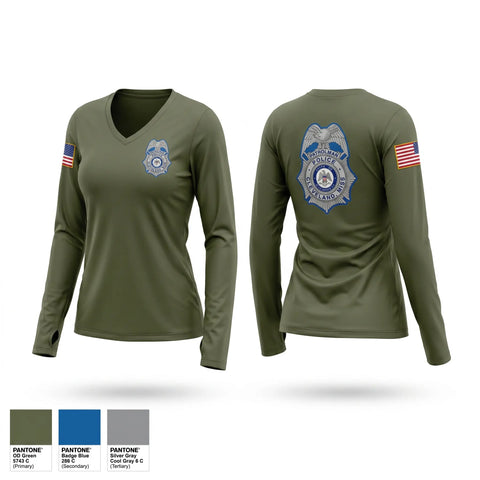 Womens Long Sleeve Vneck Shirt, Cleveland Police Department, Police, Teamtime, Team time, sublimation, custom sports apparel, team uniforms, spirit wear, spiritwear, sports uniforms, custom shirts, team store, custom team store, fundraiser sports, apparel fundraiser
