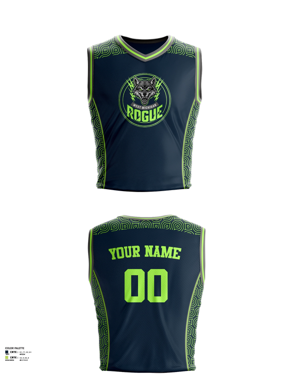 Mens Basketball Jersey, West Michigan Rogue, Men's Basketball, Teamtime, Team time, sublimation, custom sports apparel, team uniforms, spirit wear, spiritwear, sports uniforms, custom shirts, team store, custom team store, fundraiser sports, apparel fundraiser