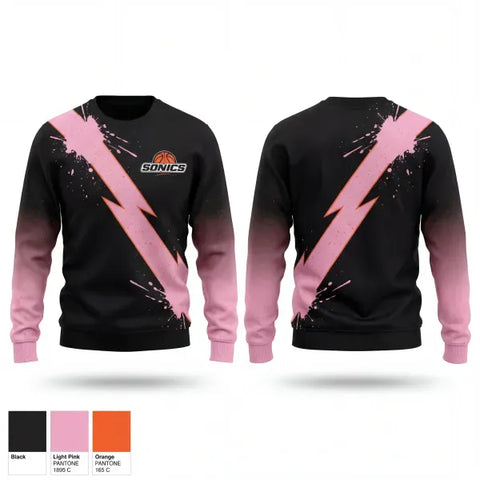 Crew Neck Sweatshirt, Sonics, Women's Basketball, Teamtime, Team time, sublimation, custom sports apparel, team uniforms, spirit wear, spiritwear, sports uniforms, custom shirts, team store, custom team store, fundraiser sports, apparel fundraiser
