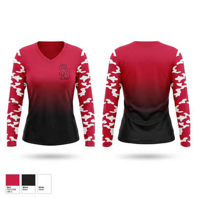 Sluggers Baseball Women's Long Sleeve V-neck Shirt - 1