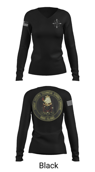 Womens Long Sleeve Vneck Shirt, Combat Systems Technical Schools Command, Navy, Teamtime, Team time, sublimation, custom sports apparel, team uniforms, spirit wear, spiritwear, sports uniforms, custom shirts, team store, custom team store, fundraiser sports, apparel fundraiser