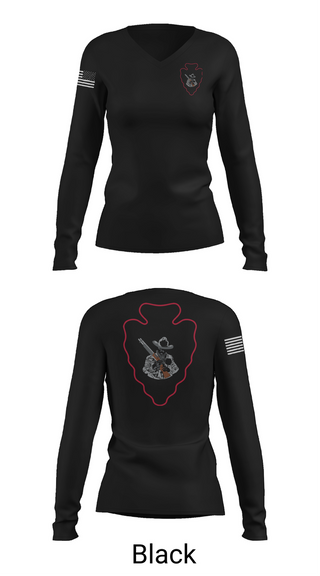 Womens Long Sleeve Vneck Shirt, B CO 1-114TH AVN S&S, Army, Teamtime, Team time, sublimation, custom sports apparel, team uniforms, spirit wear, spiritwear, sports uniforms, custom shirts, team store, custom team store, fundraiser sports, apparel fundraiser