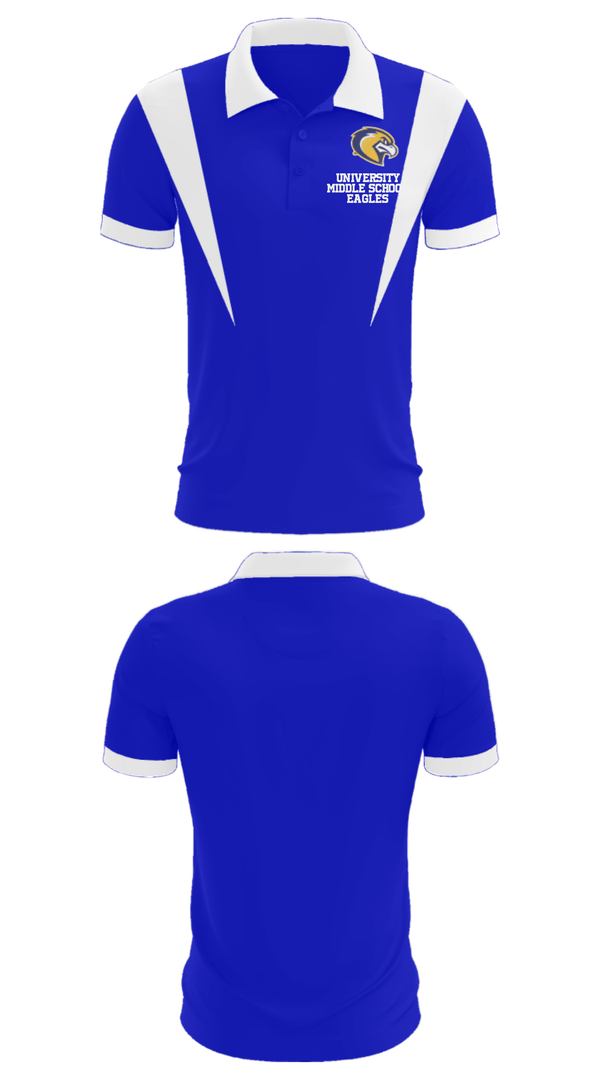 Short Sleeve Performance Polo, University Middle School Eagles, Spirit Store, Teamtime, Team time, sublimation, custom sports apparel, team uniforms, spirit wear, spiritwear, sports uniforms, custom shirts, team store, custom team store, fundraiser sports, apparel fundraiser